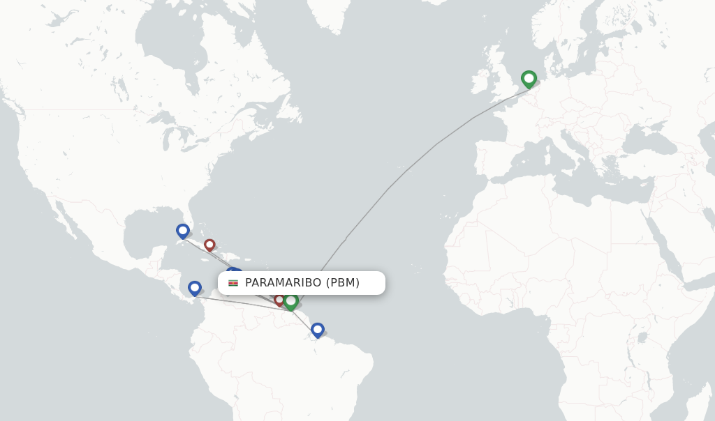 Paramaribo flight map