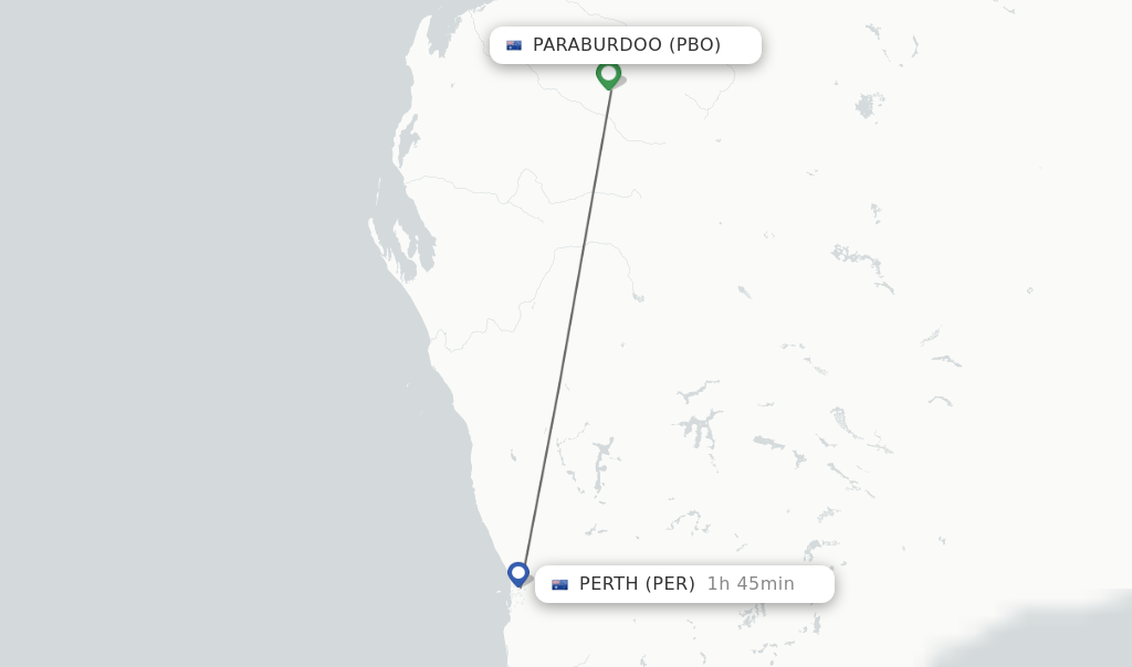 Flights from Paraburdoo to Perth route map