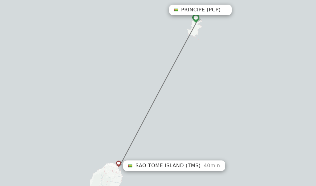 Flights from Principe to Sao Tome Island route map