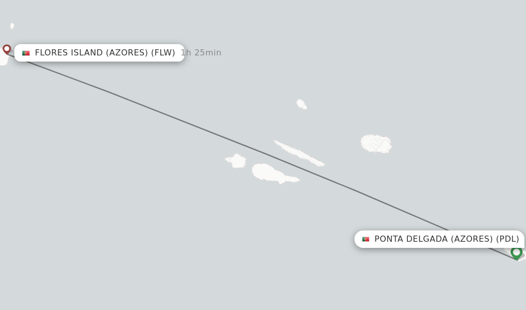 Flights from Ponta Delgada (Azores) to Flores Island (Azores) route map