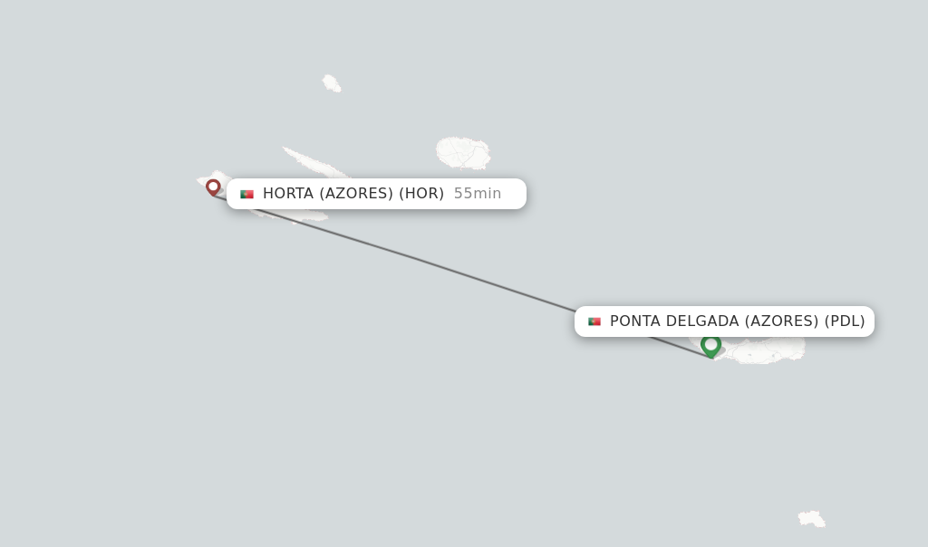 Flights from Ponta Delgada (Azores) to Horta (Azores) route map
