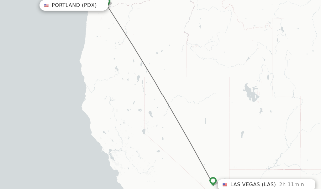 Flights from Portland to Las Vegas route map