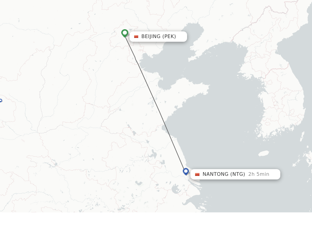 Flights from Beijing to Nantong route map