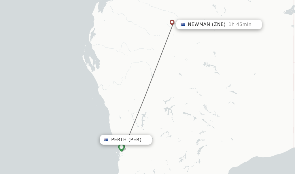 Flights from Perth to Newman route map