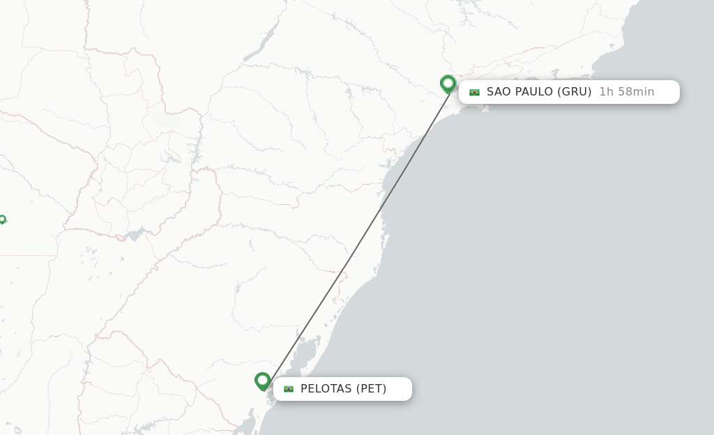 Flights from Pelotas to Sao Paulo route map