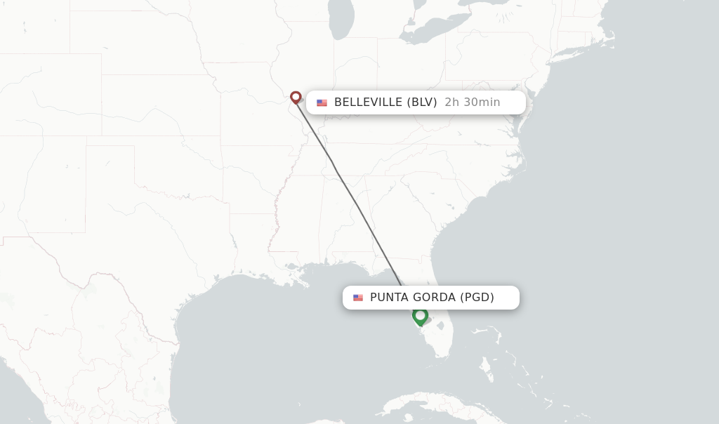 Flights from Punta Gorda to Belleville route map