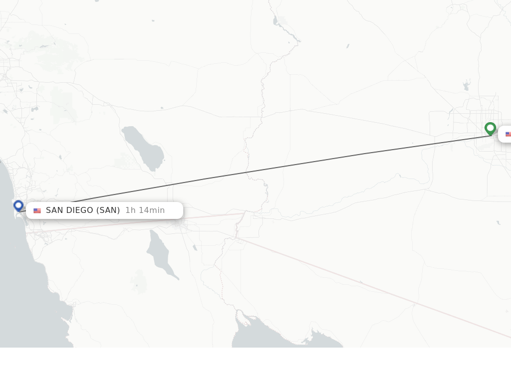 Flights from Phoenix to San Diego route map