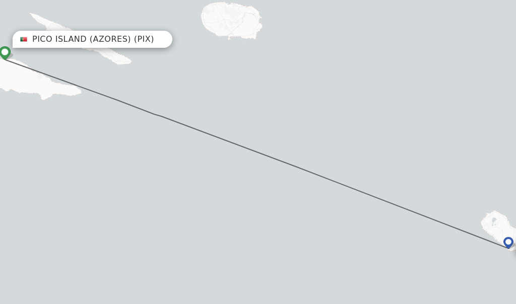Flights from Pico Island (Azores) to Ponta Delgada (Azores) route map