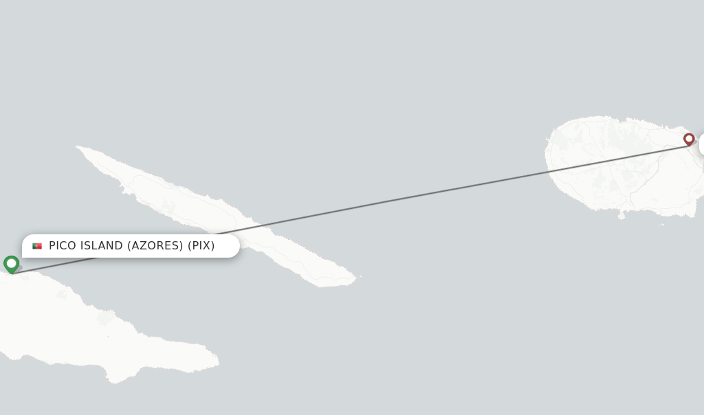 Flights from Pico Island (Azores) to Terceira route map