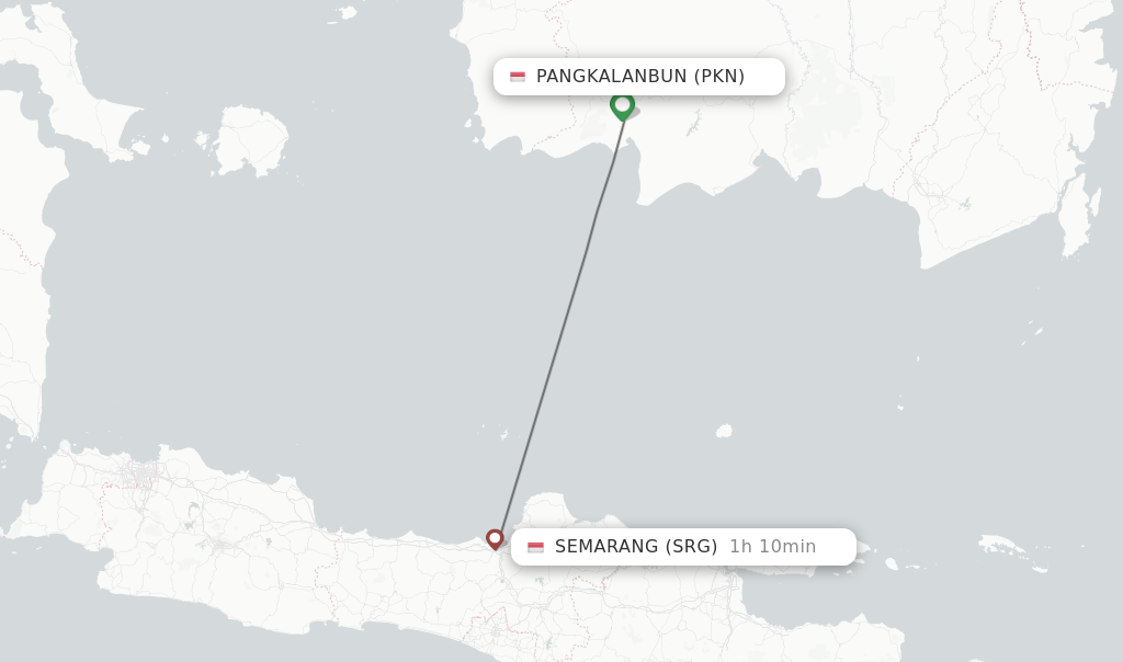 Flights from Pangkalanbun to Semarang route map