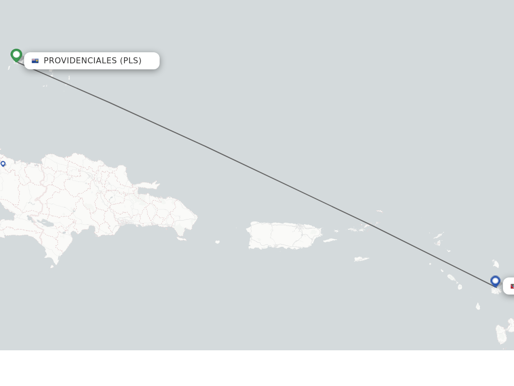 Flights from Providenciales to Antigua route map