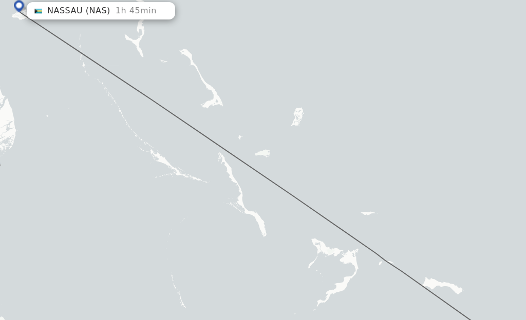 Flights from Providenciales to Nassau route map