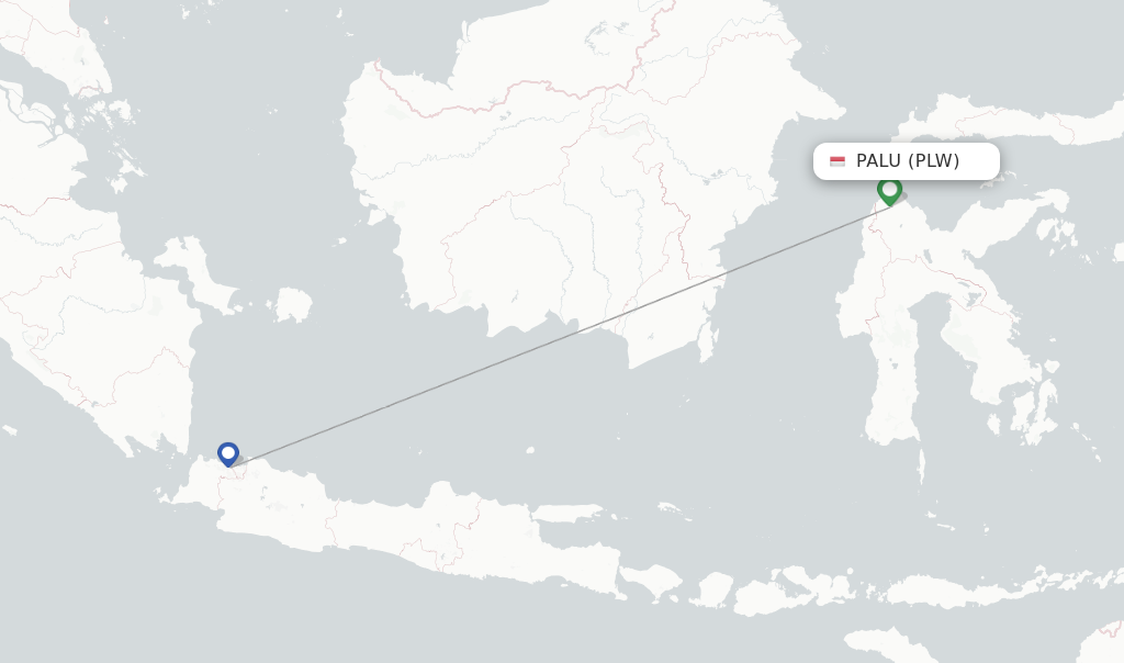 Route map with flights from Palu with Batik Air