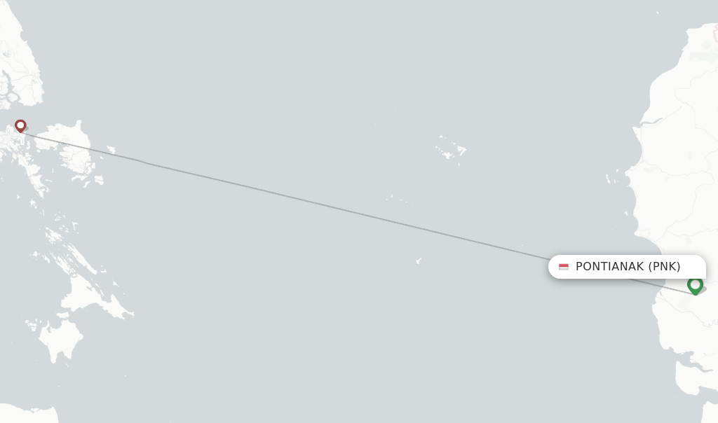 Route map with flights from Pontianak with Citilink