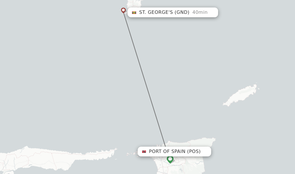 Flights from Port Of Spain to St. George's route map