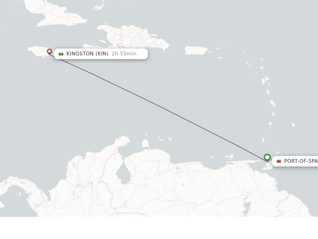 Flights from Port Of Spain to Kingston route map