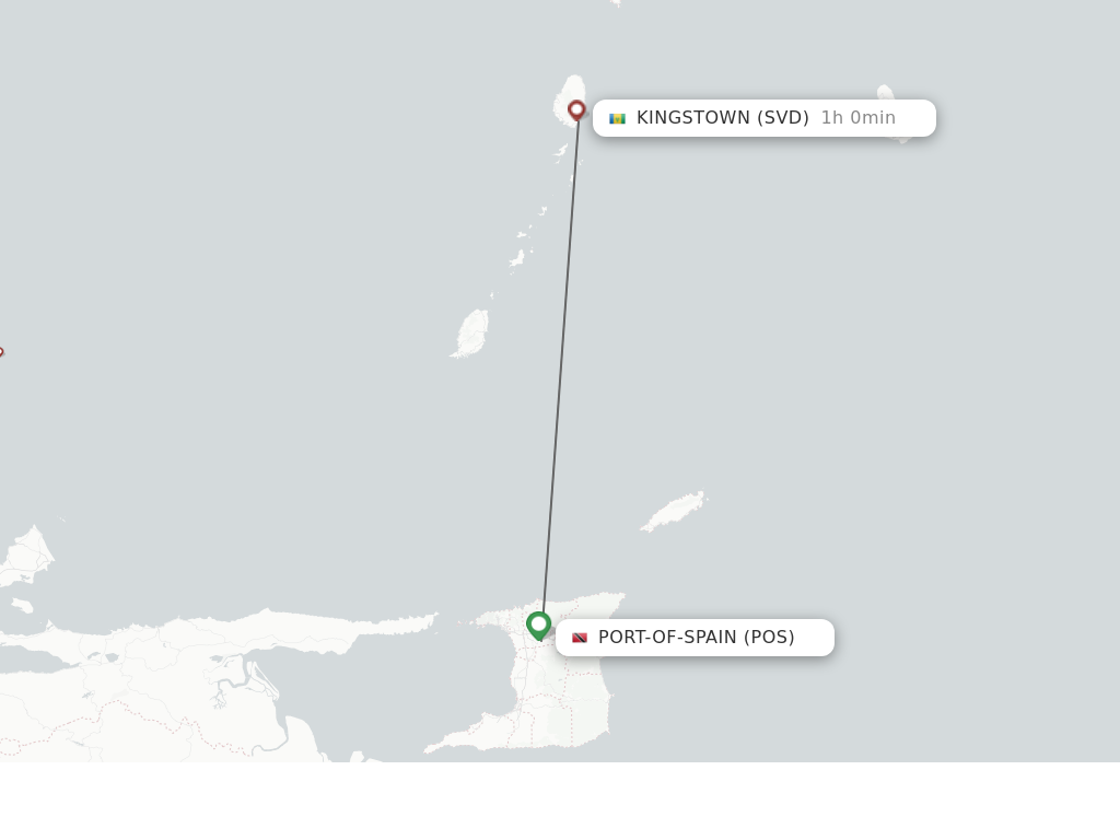 Flights from Port Of Spain to Saint Vincent route map