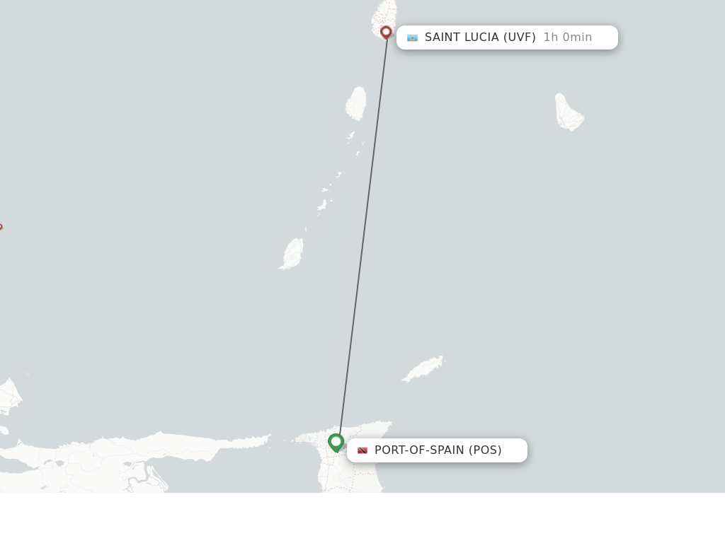 Flights from Port Of Spain to Saint Lucia route map
