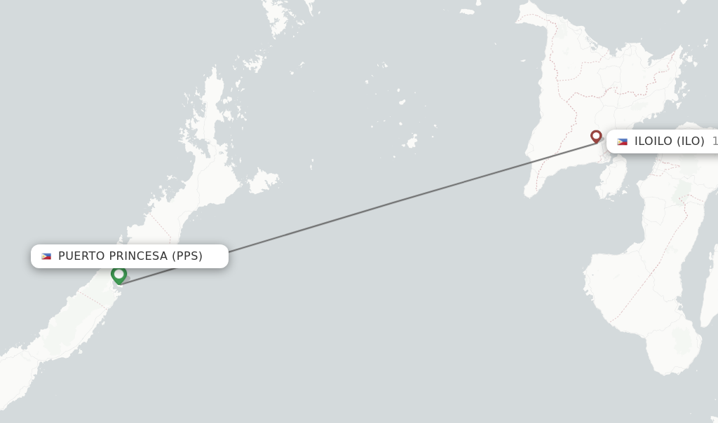 Flights from Puerto Princesa to Iloilo route map