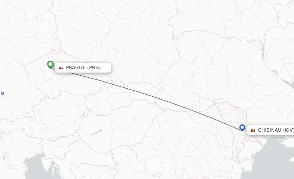Flights from Prague to Chisinau route map