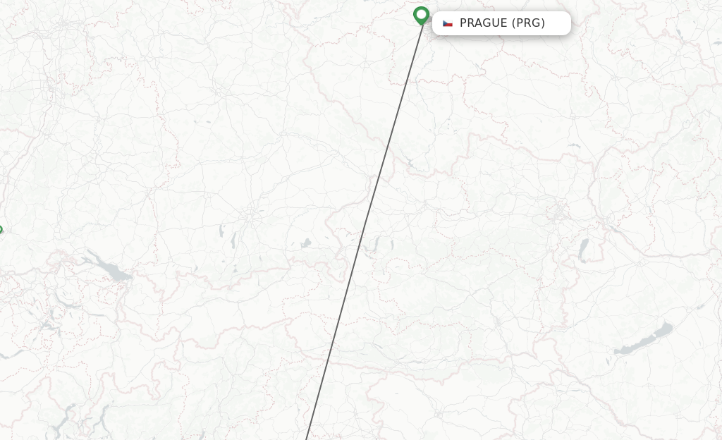 Flights from Prague to Venice route map