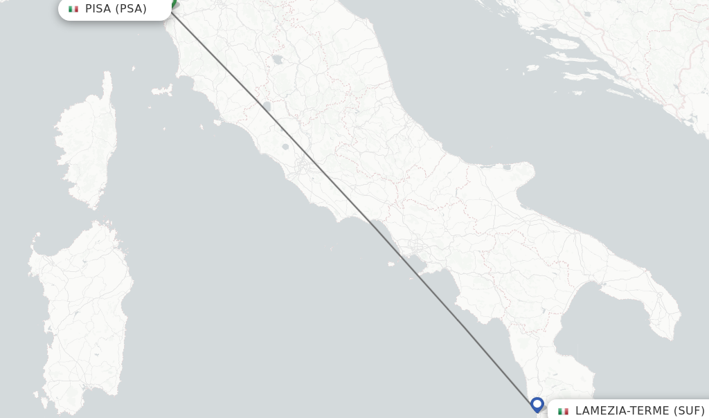 Flights from Pisa to Lamezia-Terme route map