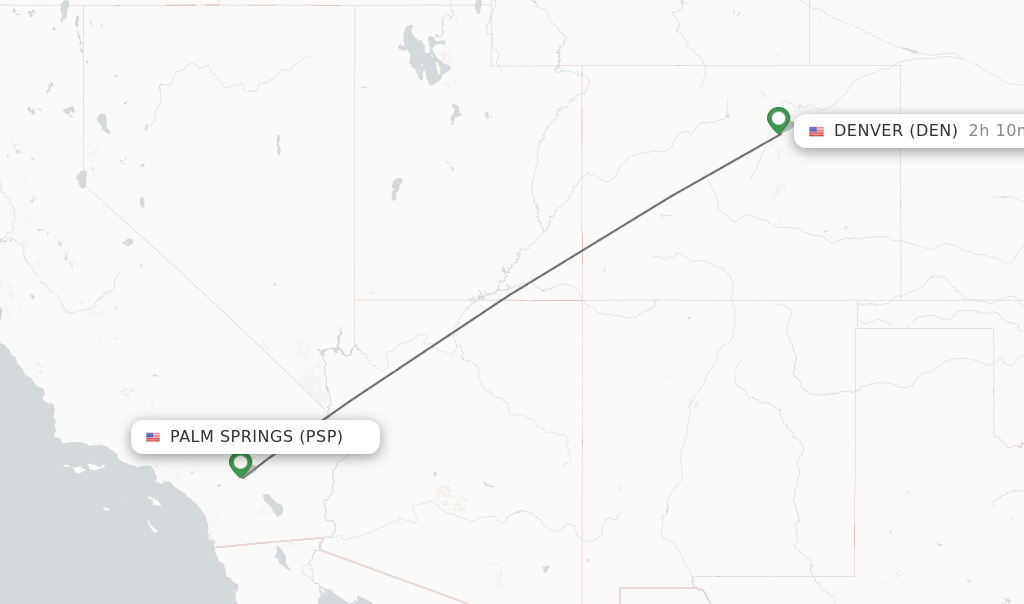 Flights from Palm Springs to Denver route map