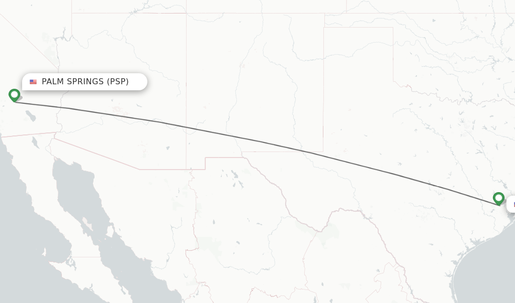 Flights from Palm Springs to Houston route map