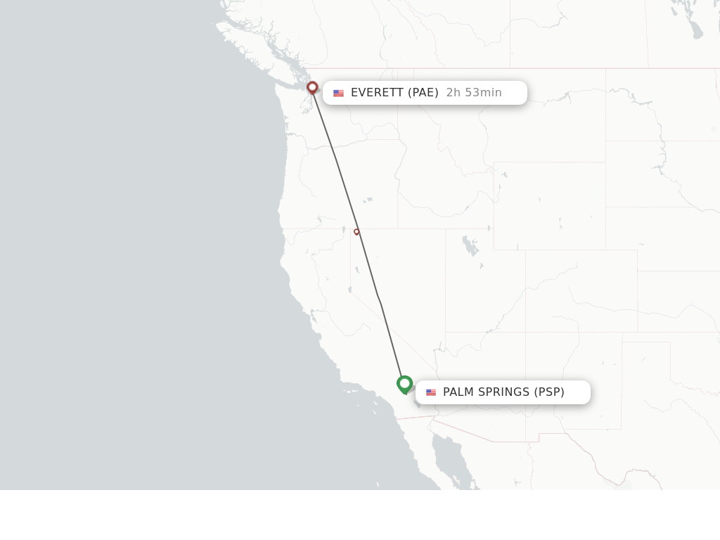 Flights from Palm Springs to Everett route map