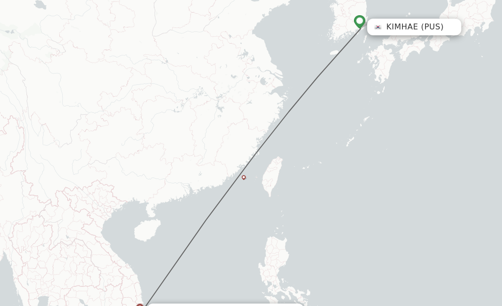 Flights from Busan to Nha Trang route map