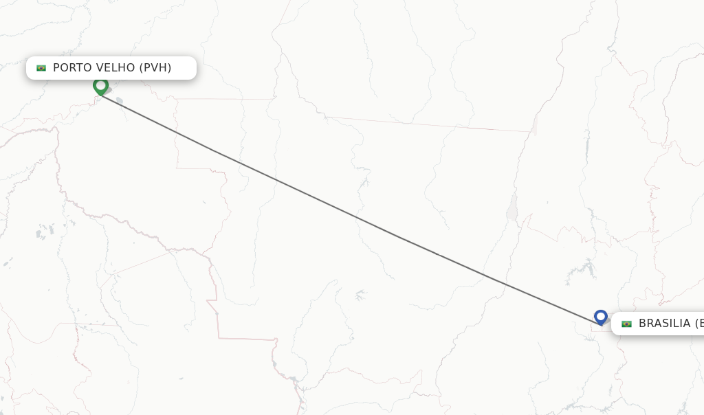Flights from Porto Velho to Brasilia route map