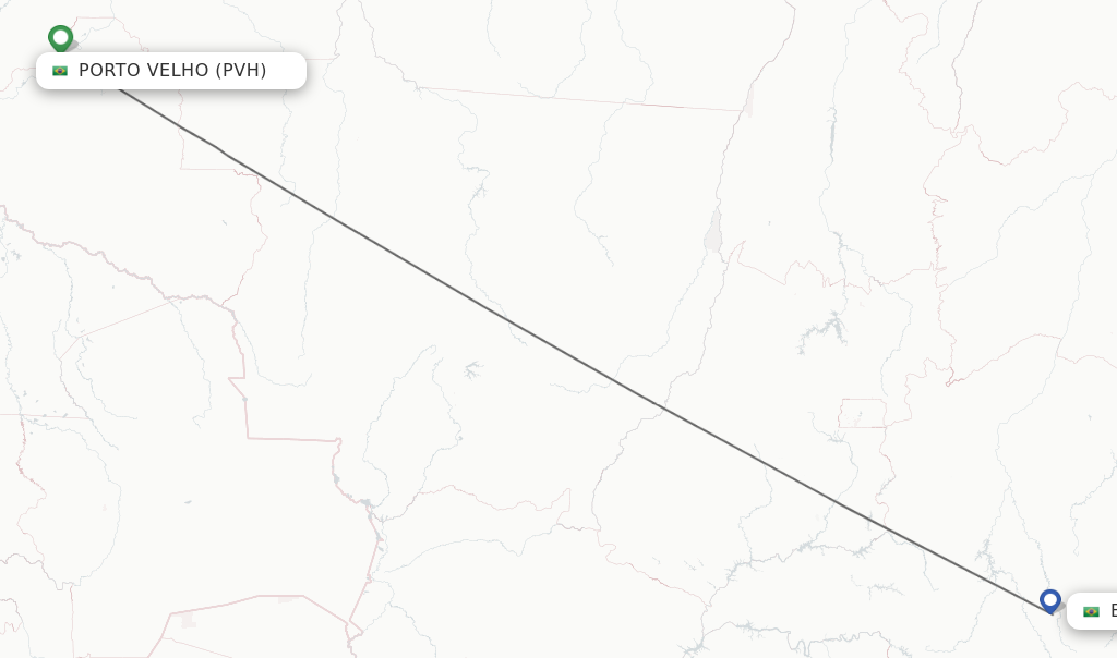 Flights from Porto Velho to Belo Horizonte route map
