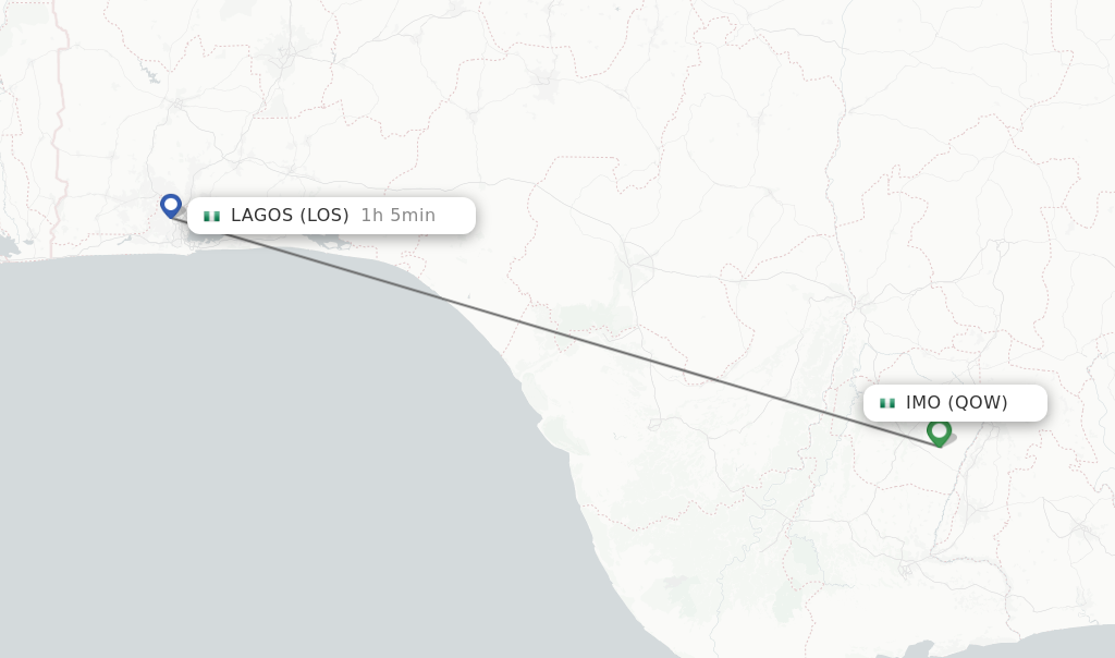 Flights from Imo to Lagos route map