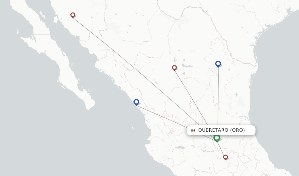 Route map with flights from Queretaro with TAR Aerolineas