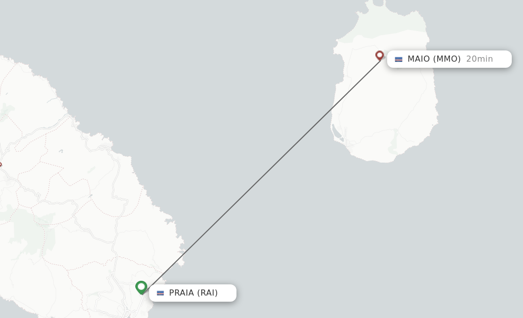 Flights from Praia to Maio route map