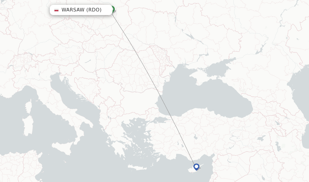 Route map with flights from Warsaw with Wizz Air