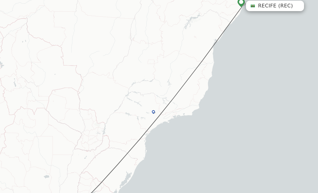 Flights from Recife to Buenos Aires route map