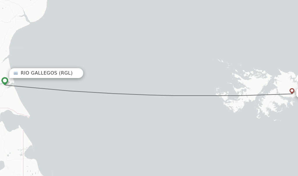 Flights from Rio Gallegos to Mount Pleasant route map