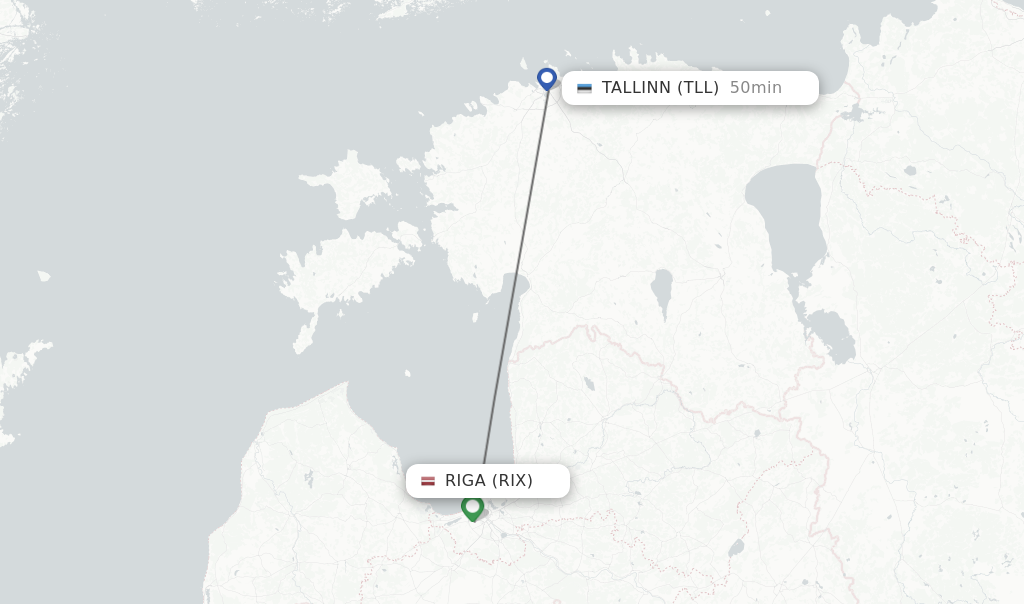 Flights from Riga to Tallinn route map