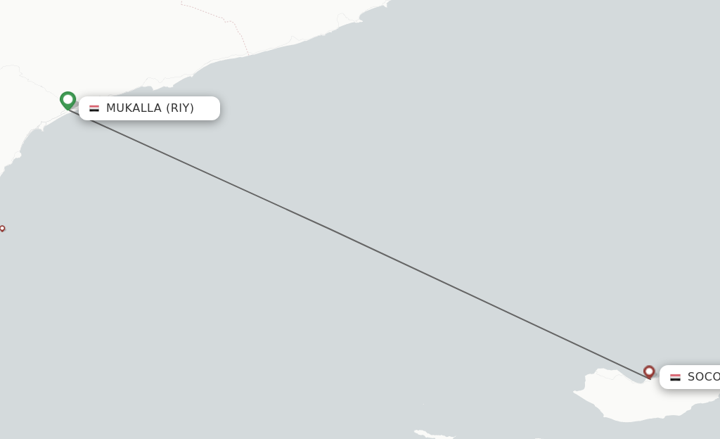 Flights from Riyan to Socotra route map
