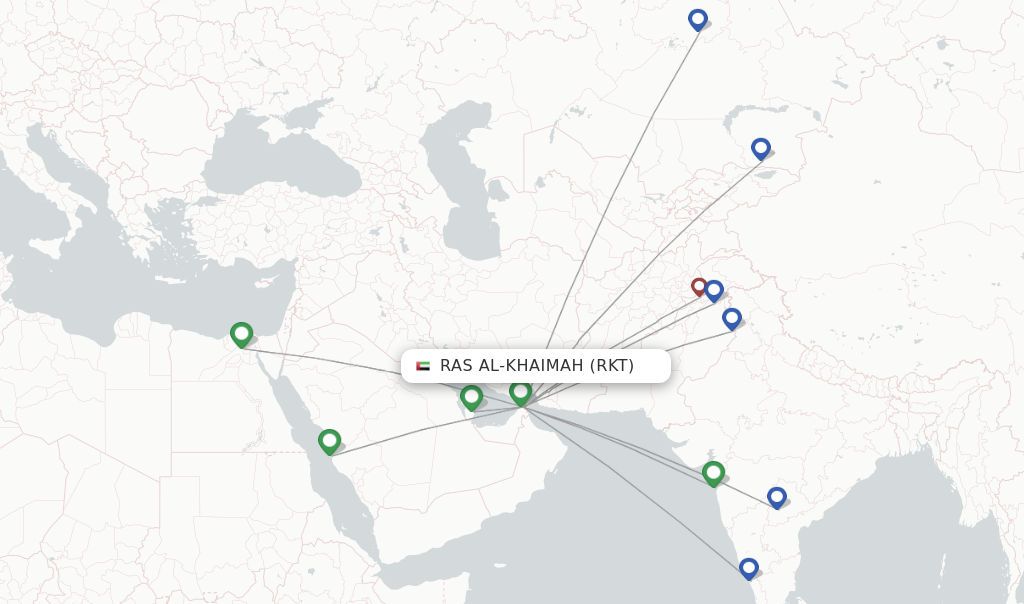 Ras al-Khaimah flight map