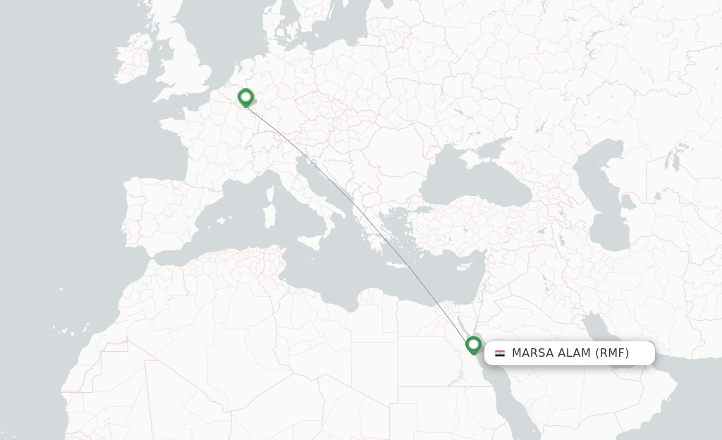 Route map with flights from Marsa Alam with Luxair
