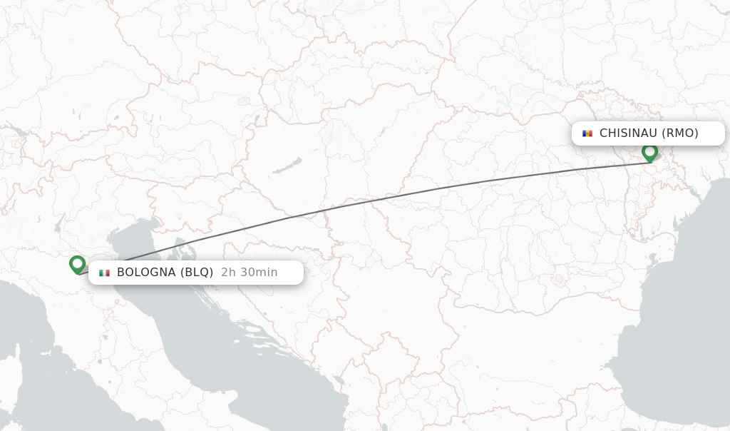 Flights from Chisinau to Bologna route map