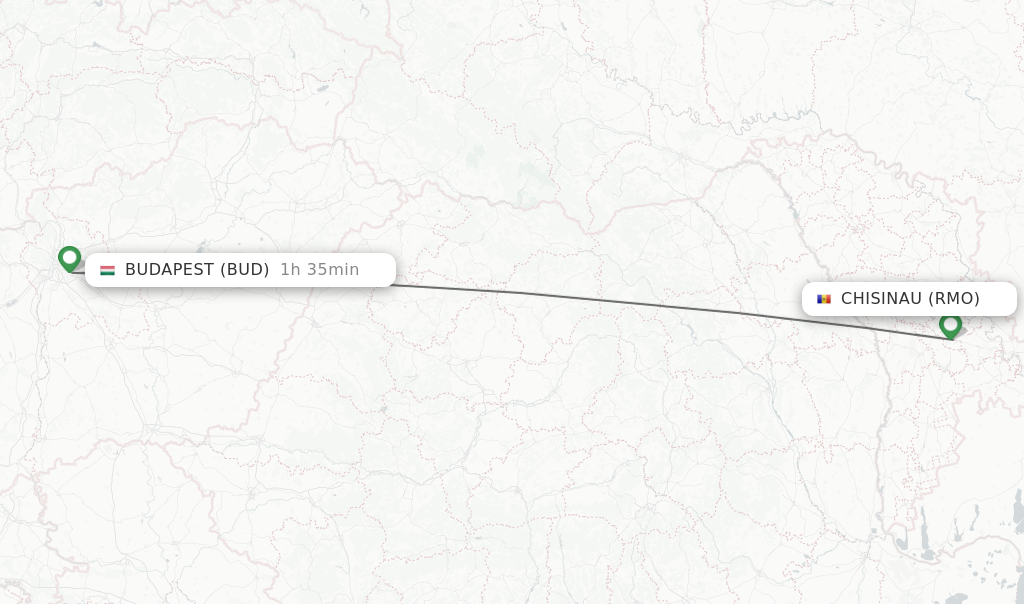 Flights from Budapest to Chisinau route map