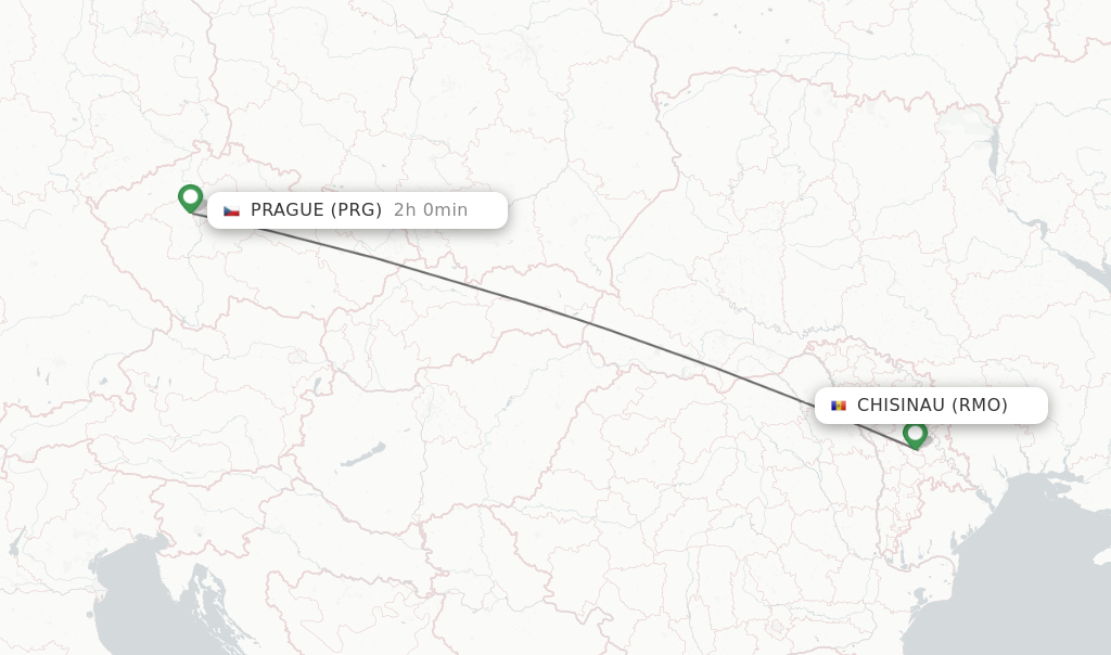 Flights from Prague to Chisinau route map