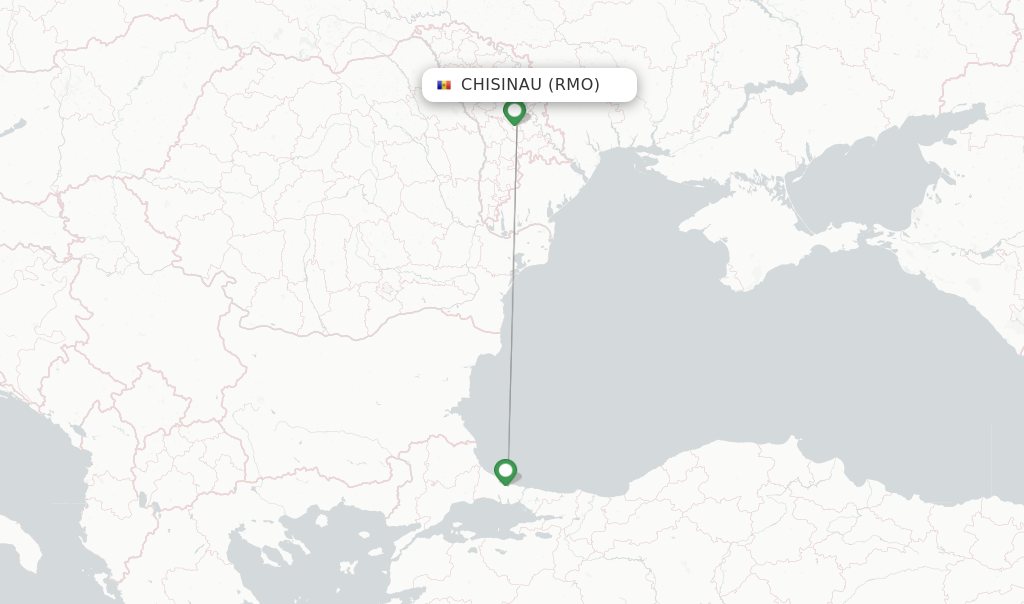 Route map with flights from Chisinau with Turkish Airlines