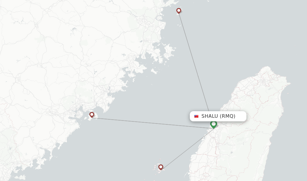 Route map with flights from Shalu with UNI Air