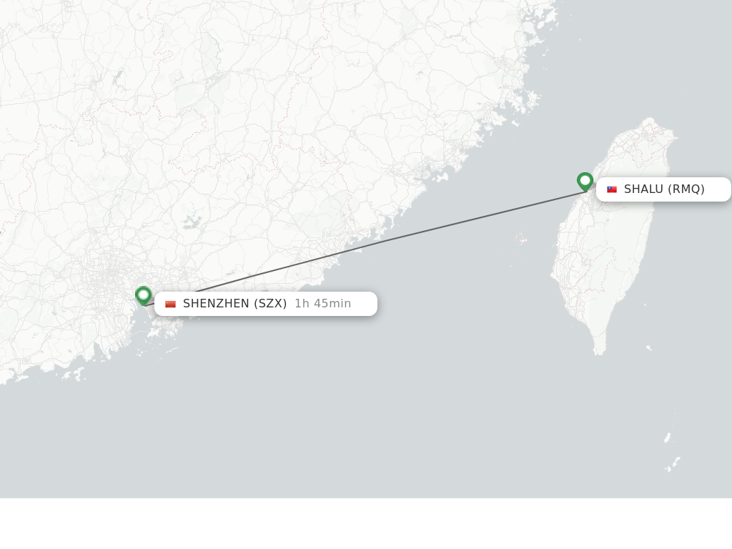 Flights from Shalu to Shenzhen route map
