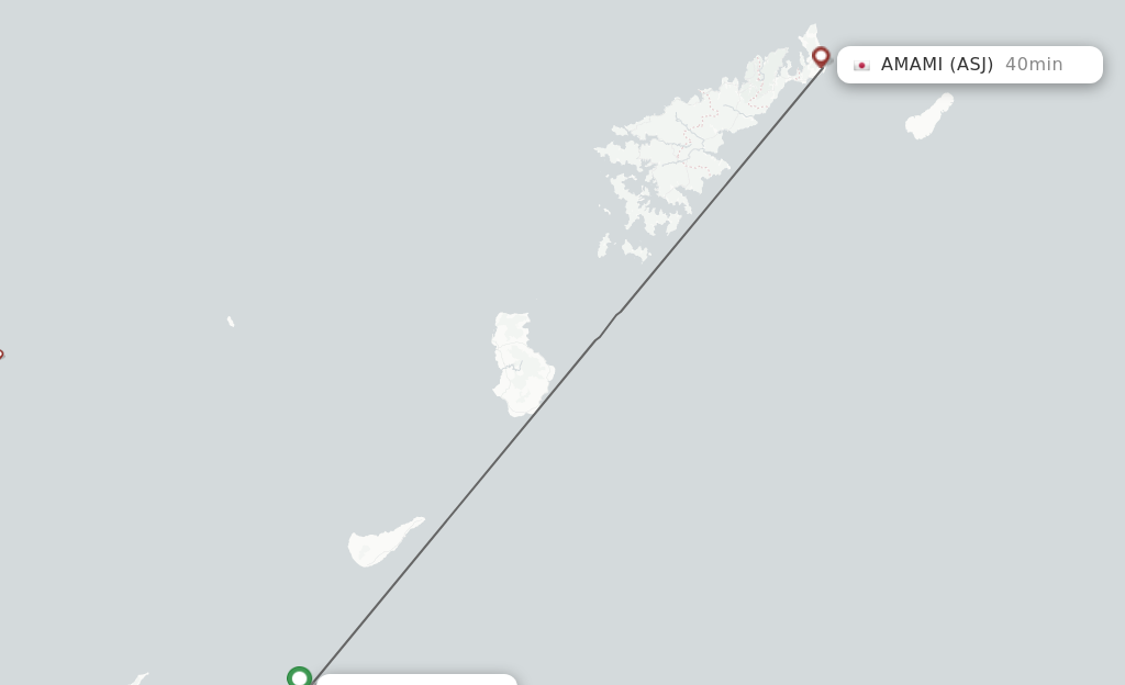 Flights from Yoronjima to Amami O Shima route map