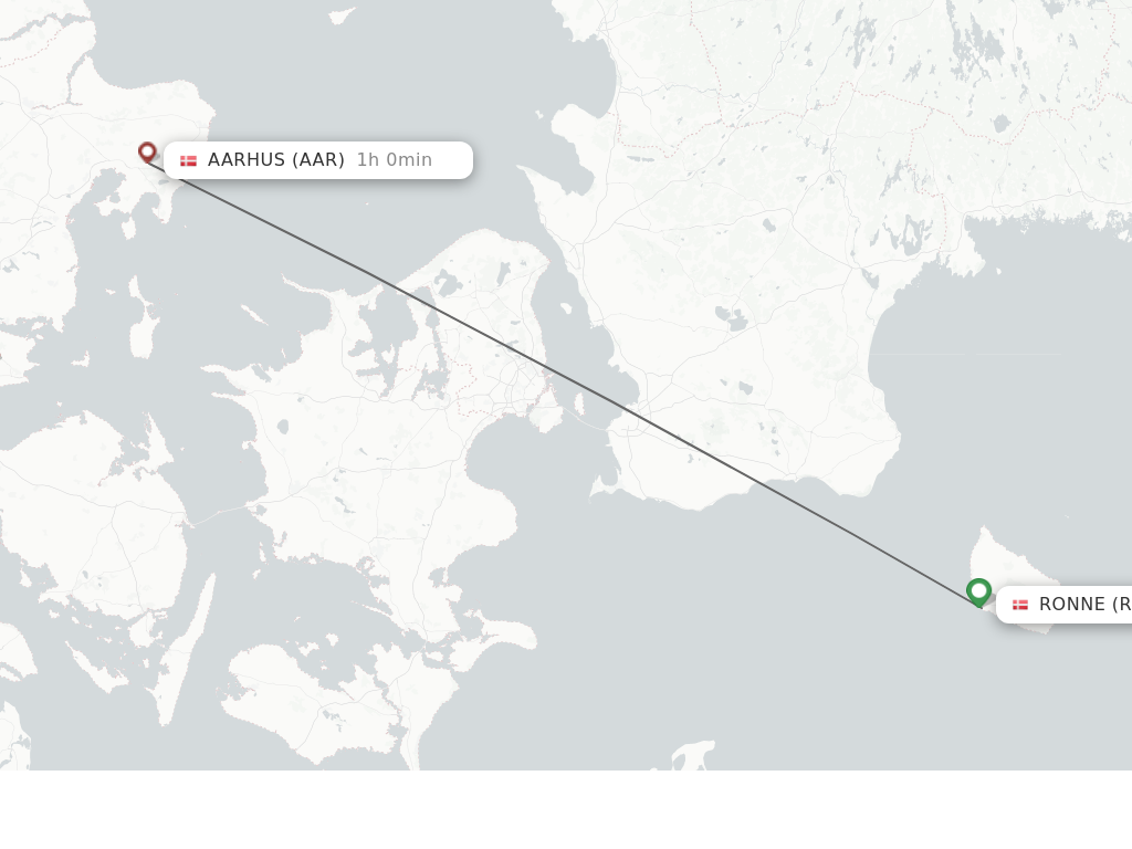 Flights from Bornholm to Aarhus route map